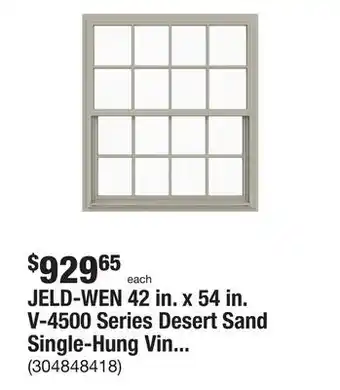The Home Depot Jeld-wen 42 in. x 54 in. v-4500 series desert sand single-hung vinyl window with 8-lite colonial grids/grilles offer