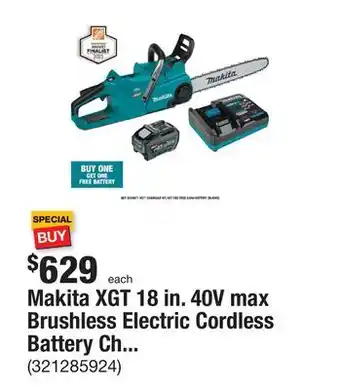 The Home Depot Makita xgt 18 in. 40v max brushless electric cordless battery chainsaw kit (5.0ah) offer