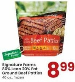 Albertsons Signature Farms 80% Lean 20% Fat Ground Beef Patties offer