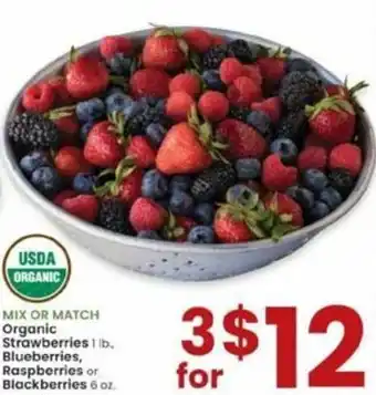Albertsons Organic Strawberries , Blueberries, Raspberries Or Blackberries offer
