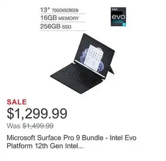 Costco Microsoft surface pro 9 bundle - intel evo platform 12th gen intel core i7-1255u - 2880 x 1920 pixelsense flow display - grap offer