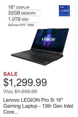 Costco Lenovo legion pro 5i 16 gaming laptop - 13th gen intel core i9-13900hx - geforce rtx 4060 - 165hz 2560 x 1600 offer