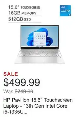 Costco Hp pavilion 15.6 touchscreen laptop - 13th gen intel core i5-1335u - 1080p - windows 11 offer