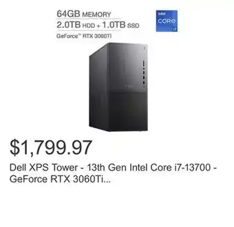 Costco Dell xps tower - 13th gen intel core i7-13700 - geforce rtx 3060ti - windows 11 offer