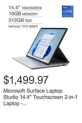 Costco Microsoft surface laptop studio 14.4 touchscreen 2-in-1 laptop - 11th gen intel core i7-11370h offer
