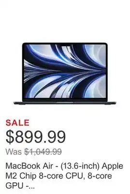 Costco Macbook air - (13.6-inch) apple m2 chip 8-core cpu, 8-core gpu - 256gb ssd (2022) offer