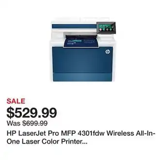 Office Depot Hp laserjet pro mfp 4301fdw wireless all-in-one laser color printer (4ra82f) offer