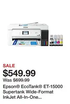 Office Depot Epson ecotank et-15000 supertank wide-format inkjet all-in-one color printer offer