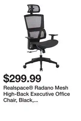 Office Depot Realspace radano mesh high-back executive office chair, black, bifma compliant offer