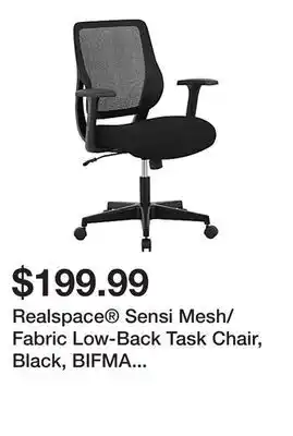 Office Depot Realspace sensi mesh/fabric low-back task chair, black, bifma compliant offer