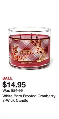 Bath & Body Works White barn frosted cranberry 3-wick candle offer