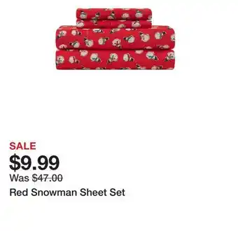 Belk Red snowman sheet set offer