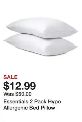 Belk Essentials 2 pack hypo allergenic bed pillow offer