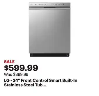 Best Buy Lg - 24 front control smart built-in stainless steel tub dishwasher with 3rd rack, quadwash, and 48dba - stainless steel offer