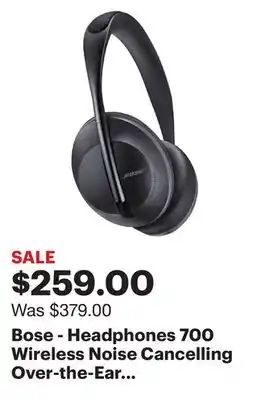 Best Buy Bose - headphones 700 wireless noise cancelling over-the-ear headphones - triple black offer