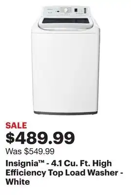 Best Buy Insignia - 4.1 cu. ft. high efficiency top load washer - white offer