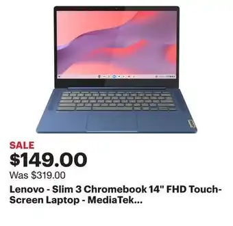 Best Buy Lenovo - slim 3 chromebook 14 fhd touch-screen laptop - mediatek kompanio 520 - 4gb memory - 64gb emmc - abyss blue offer