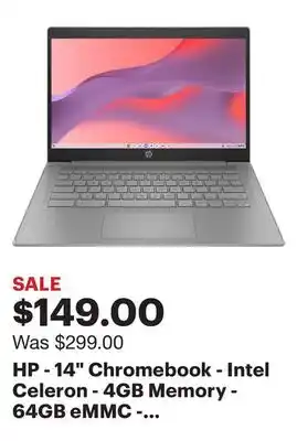 Best Buy Hp - 14 chromebook - intel celeron - 4gb memory - 64gb emmc - modern gray offer