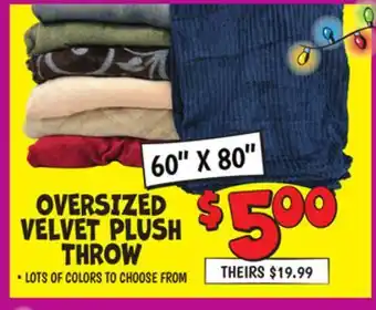 Ollie's 60 x 80 oversized velvet plush throw offer
