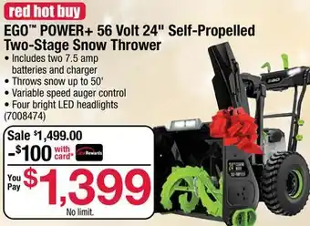 Ace Hardware Ego power + 56 volt 24 self-propelled two-stage snow thrower offer