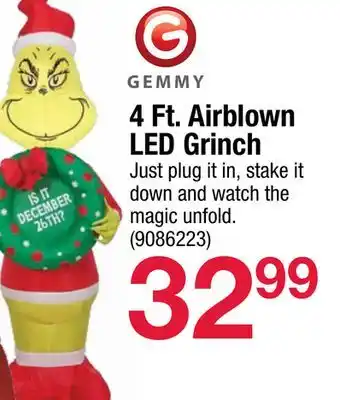 Ace Hardware Gemmy 4 ft. airblown led grinch offer