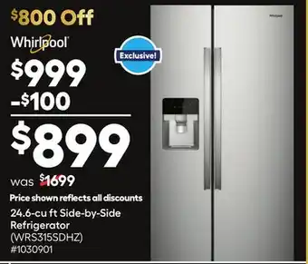 Lowe's 24.6-cu ft side-by-side refrigerator offer