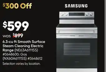 Lowe's 6.3-cu ft smooth surface steam cleaning electric range offer