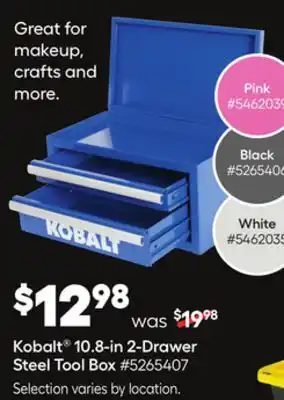 Lowe's Kobalt 10.8-in 2-drawer steel tool box offer