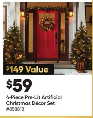 Lowe's 4-piece pre-lit artificial christmas décor set offer