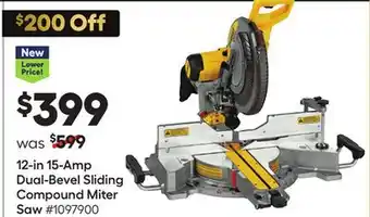 Lowe's 12-in 15-amp dual-bevel sliding compound miter saw offer