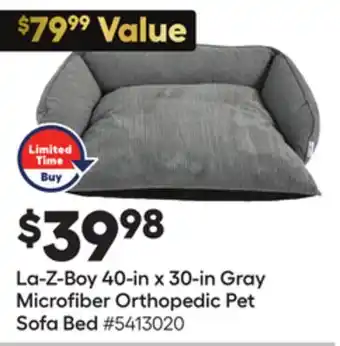 Lowe's La-z-boy 40-in x 30-in gray microfiber orthopedic pet sofa bed offer