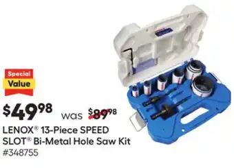 Lowe's Lenox 13-piece speed slot bi-metal hole saw kit offer
