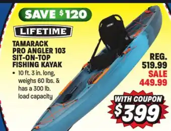 Big 5 Lifetime tamarack pro angler 103 sit-on-top fishing kayak offer
