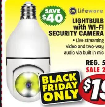 Big 5 Lifeware lightbulb with wi-fi security camera offer
