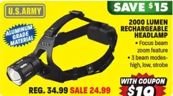 Big 5 U.s. army 2000 lumen rechargeable headlamp offer