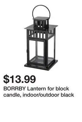 Ikea Borrby lantern for block candle, indoor/outdoor black offer