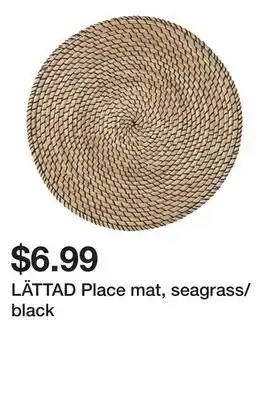 Ikea Lättad place mat, seagrass/black offer