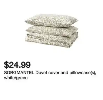 Ikea Sorgmantel duvet cover and pillowcase(s), white/green offer