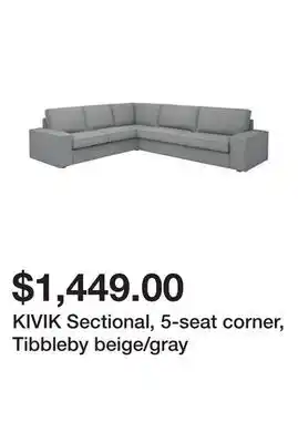 Ikea Kivik sectional, 5-seat corner, tibbleby beige/gray offer