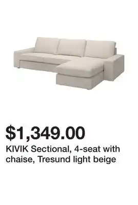 Ikea Kivik sectional, 4-seat with chaise, tresund light beige offer