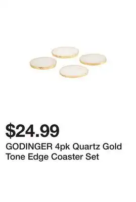 Marshalls Godinger 4pk quartz gold tone edge coaster set offer