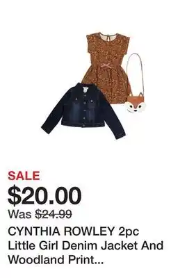 Marshalls Cynthia rowley 2pc little girl denim jacket and woodland print dress set with purse offer