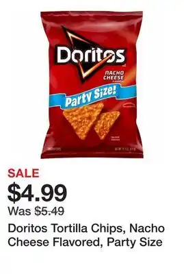 Wegmans Doritos tortilla chips, nacho cheese flavored, party size offer