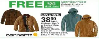 Carhartt Men's or Ladies' Rain Defender Graphic Hoodie