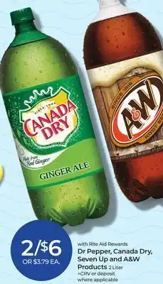 Rite Aid Dr. pepper, canada dry, seven up and a&w products offer