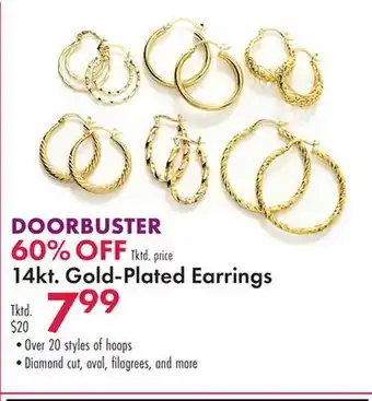 Boscov's 14kt gold-plated earrings offer