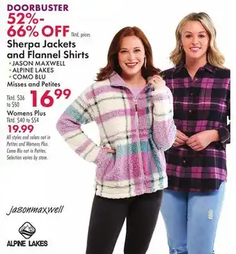 Boscov's Sherpa jackets and flannel shirts offer
