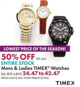 Boscov's Mens & ladies timex watches offer