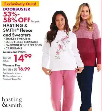 Boscov's Hasting & smith fleece and sweaters offer