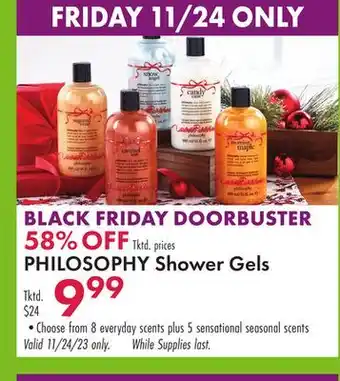 Boscov's Philosophy shower gels offer